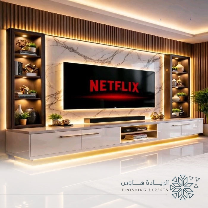 دمج مكتبة التلفزيون مع بديل الرخام في الرياض