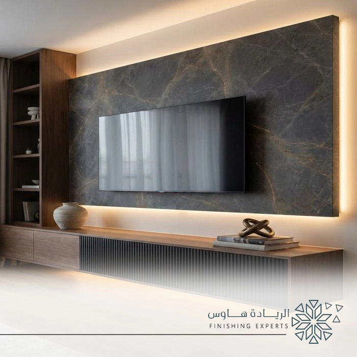 دمج مكتبة التلفزيون مع بديل الرخام في الرياض