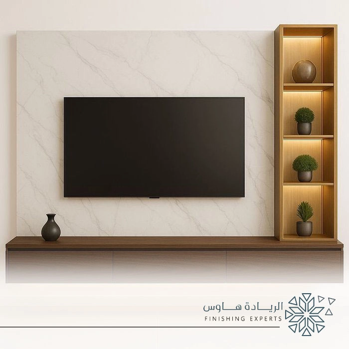تصميم مكتبات تلفزيون مع اضاءة بالرياض