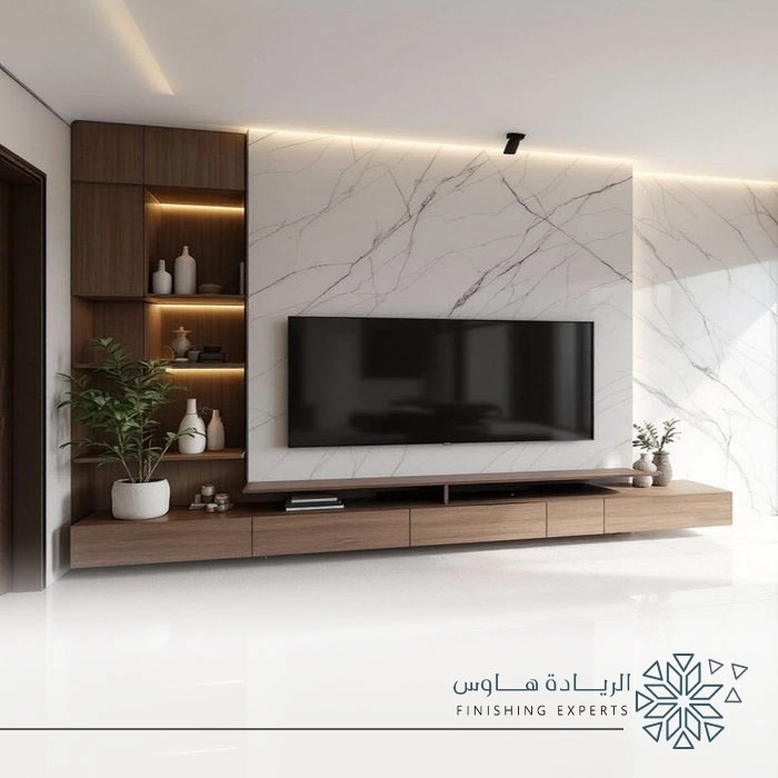دمج مكتبة التلفزيون مع بديل الرخام في الرياض