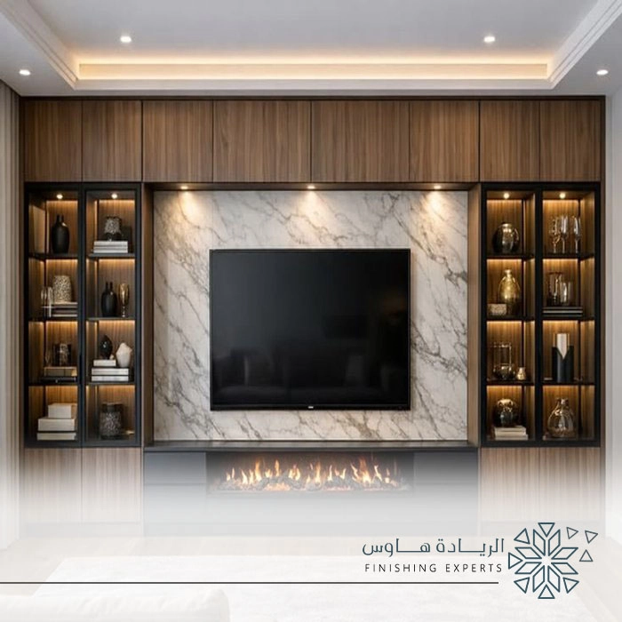 مكتبة شاشة مع ارفف بالرياض